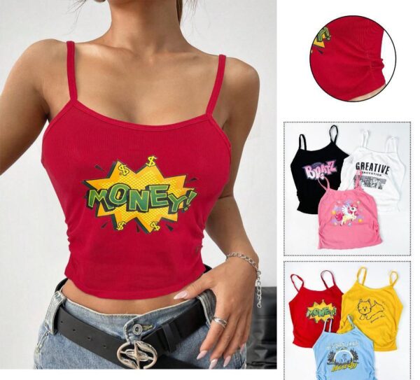 Top Kout Sexy pou Fanm Ete Top Kout Feminino Dam Chemiz Elastik Gilet Kamizole LAGÈ