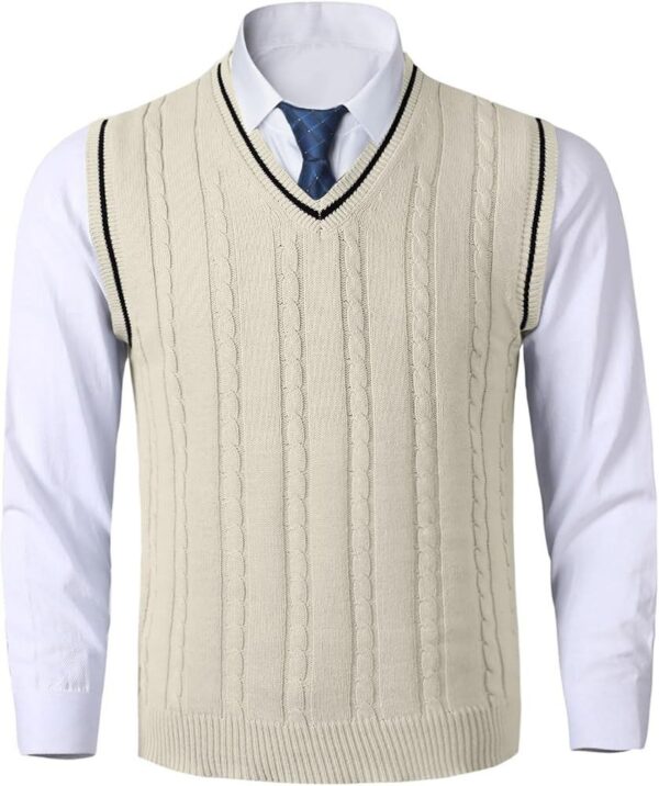 Gilet trikote san manch pou gason, vès men, kou an V, chanday, rad