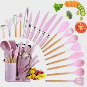Lot de 20 Ustensiles de Cuisine en Silicone – Ultra Résistants à la Chaleur + Porte-Ustensiles Inclus – Anti-rayures, Durables & Premium