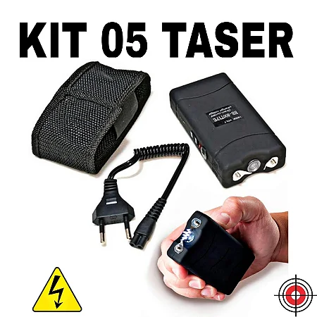 ATACADO – Kit 05 Taser de Défense Personnelle avec Holster (5.000K Watts)