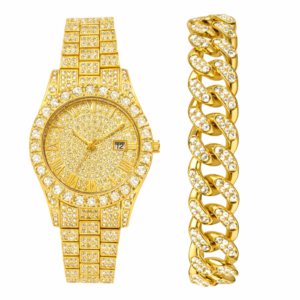 Montre Hip-Hop Iced Out Rouge Chiffres Romains