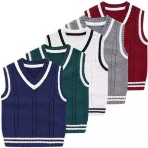 Gilet Scolaire Tricoté Enfant Col V Garçon Fille