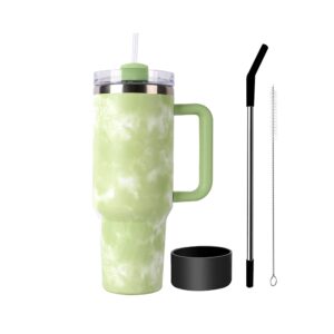 Gobelet isolé 40 oz tie-dye avec poignée et paille