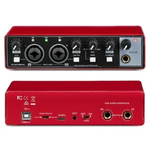 Interface audio pour l'enregistrement de carte son professionnelle avec moniteur Loopback 48 V Phantom