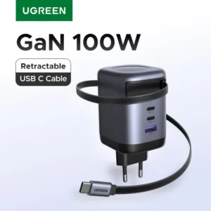 UGREEN 100W GaN chargeur avec câble USB C rétractable UFCS PPS PD chargeur rapide pour ordinateur portable Macbook Pro iPad tablette iPhone Samsung