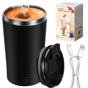 Tasse Auto-Mélangeuse Hatisan 400ml Noir – Mug Électrique en Acier Inoxydable