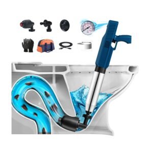 Déboucheur WC à Air Haute Pression 120 PSI – Pompe en Acier Inoxydable avec Manomètre