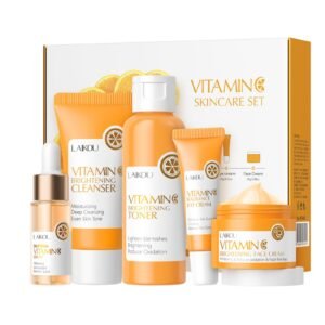 LAIKOU Kit de Soins Visage Vitamine C 5 Pièces – Hydratation, Éclat et Anti-Âge