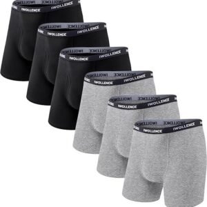 IWOLLENCE Boxers Homme Coton Lot de 6 – Sous-vêtements Confortables et Respirants